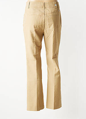 Pantalon droit fermeture zippée sous rabat boutonné beige HIGH femme