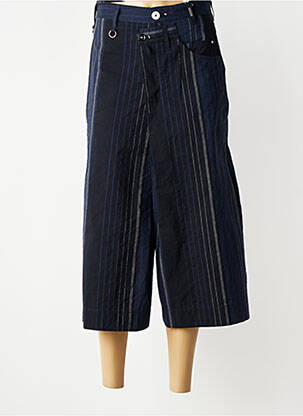 Pantalon 7/8 fermeture zippée sous rabat boutonné bleu HIGH femme