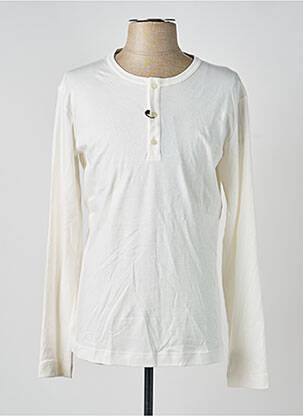 T-shirt col tunisien manches longues beige DESOTO homme