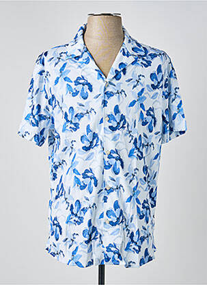 Chemise manches courtes col tailleur bleu DESOTO homme