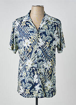 Chemise manches courtes col tailleur bleu DESOTO homme