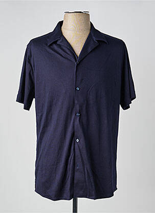 Chemise manches courtes col tailleur bleu DESOTO homme