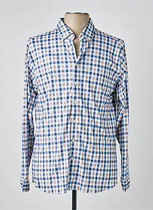 Chemise manches longues imprimé carreaux bleu DESOTO homme