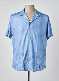 Chemise manches courtes col tailleur bleu DESOTO homme