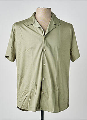 Chemise manches courtes col tailleur vert DESOTO homme