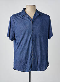 Chemise manches courtes col tailleur bleu DESOTO homme