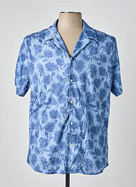 Chemise manches courtes col tailleur bleu DESOTO homme
