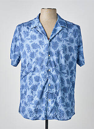 Chemise manches courtes col tailleur bleu DESOTO homme