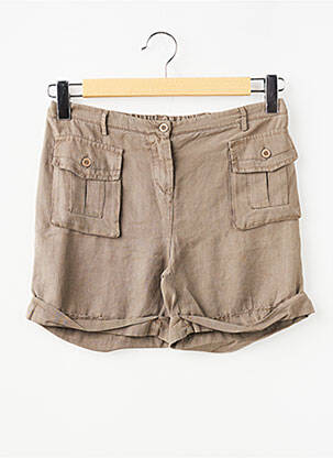 Short fermeture zippée sous rabat boutonné taille élastique marron LA FEE MARABOUTEE fille