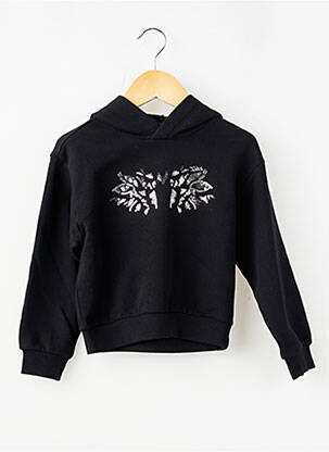 Sweat-shirt à capuche stretch manches longues noir IKKS fille