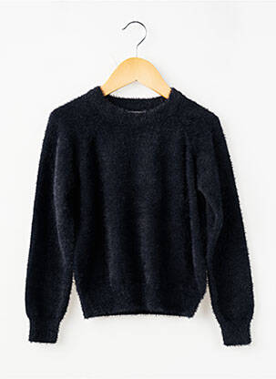 Pull maille maille poilu manches longues noir HAPPY STAR fille