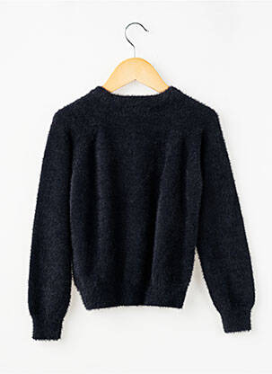Pull maille maille poilu manches longues noir HAPPY STAR fille