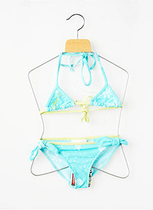 Maillot de bain 2 pièces effet matière satinée bleu OXBOW fille