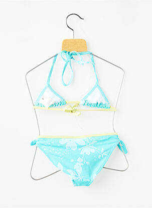 Maillot de bain 2 pièces effet matière satinée bleu OXBOW fille