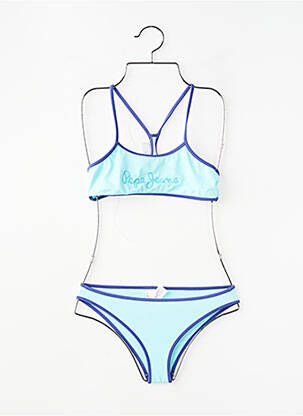 Maillot de bain 2 pièces effet matière satinée bleu PEPE JEANS fille