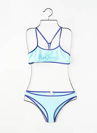 Maillot de bain 2 pièces effet matière satinée bleu PEPE JEANS fille