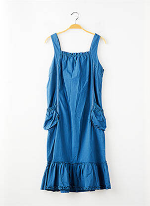 Robe mi-longue col carré sans manche bleu LA FEE MARABOUTEE fille