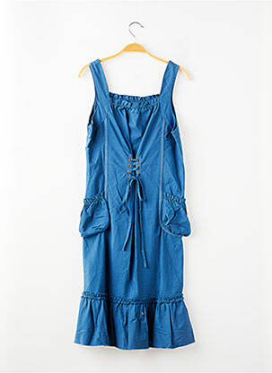 Robe mi-longue col carré sans manche bleu LA FEE MARABOUTEE fille