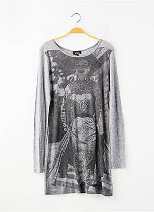 Robe mi-longue col rond manches longues gris LA FEE MARABOUTEE fille
