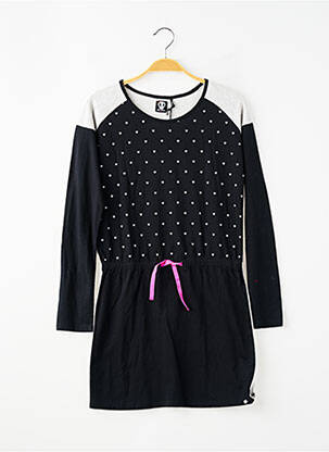 Robe mi-longue col rond manches longues noir SORRY 4 THE MESS fille