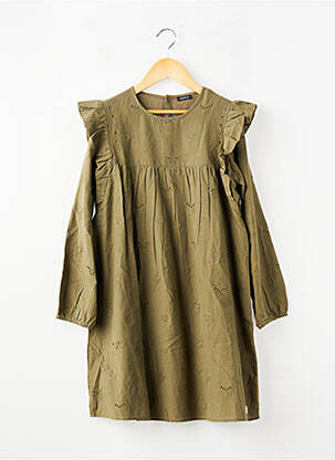 Robe mi-longue fermeture pressionnée manches longues vert IKKS fille