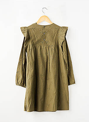 Robe mi-longue fermeture pressionnée manches longues vert IKKS fille