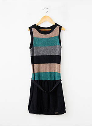 Robe pull tissage chiné sans manche noir LA FEE MARABOUTEE fille