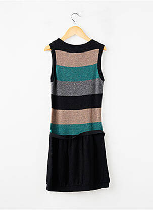Robe pull tissage chiné sans manche noir LA FEE MARABOUTEE fille