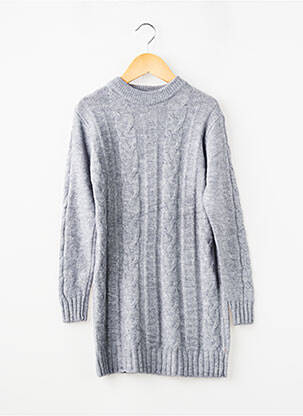 Robe pull tissage chiné manches longues gris ORKID'S fille