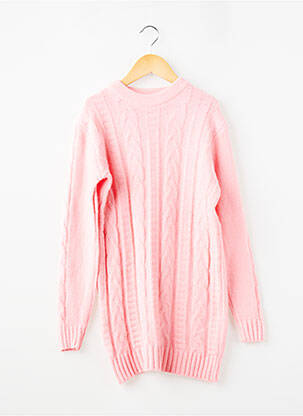 Robe pull tissage chiné manches longues rose ORKID'S fille