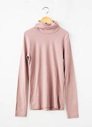 Pull col roulé stretch manches longues rose PETIT BATEAU fille