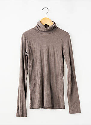 Pull col roulé coupe cintrée manches longues marron LA FEE MARABOUTEE fille