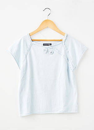 Top col carré manches courtes bleu JEAN BOURGET fille