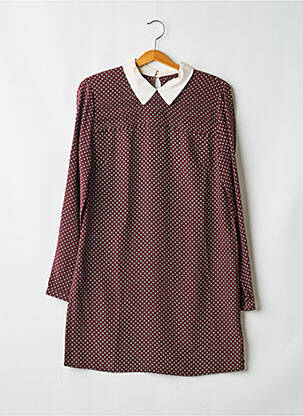 Robe mi-longue imprimé fleurs manches longues rouge MAISON SCOTCH femme