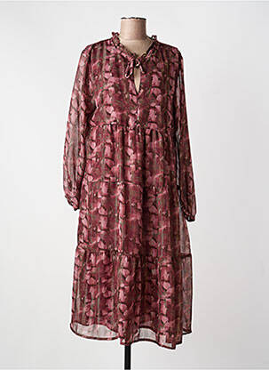 Robe mi-longue imprimé fantaisie manches longues violet PURPLE QUEEN femme