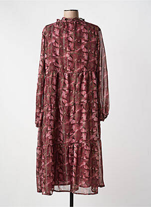 Robe mi-longue imprimé fantaisie manches longues violet PURPLE QUEEN femme