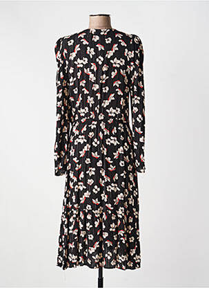 Robe mi-longue imprimé fantaisie manches longues noir ANGE femme
