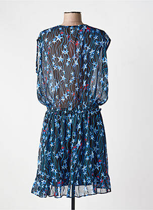 Robe mi-longue imprimé fantaisie manches courtes bleu GRACE & MILA femme
