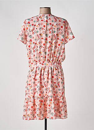 Robe mi-longue imprimé fantaisie manches courtes rose I.CODE (By IKKS) femme