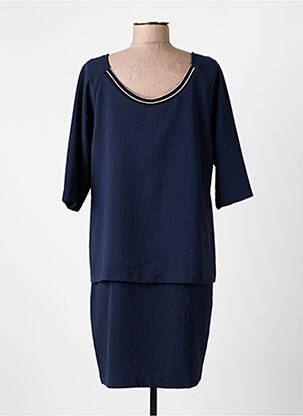 Robe mi-longue manches 3/4 manches 3/4 bleu I.CODE (By IKKS) femme