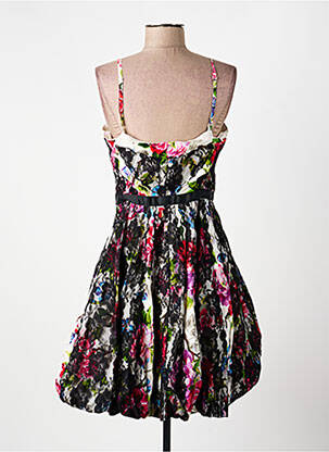 Robe mi-longue imprimé fantaisie fines bretelles noir DERHY femme