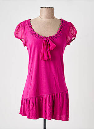 Tunique manches courtes coupe cintrée rose DDP femme