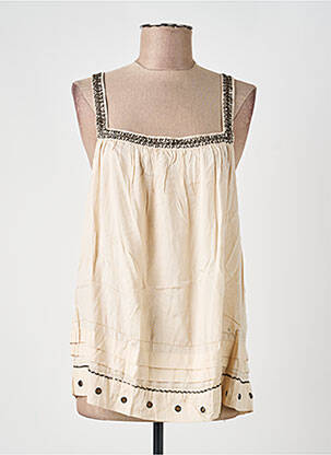 Top col carré sans manche beige SEVENTY THREE femme