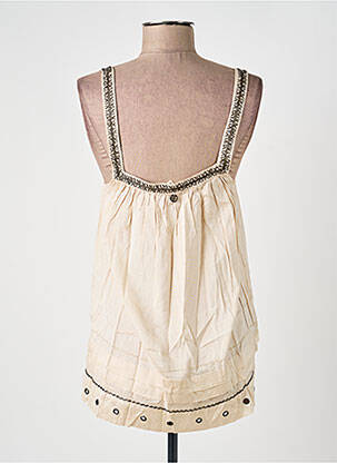 Top col carré sans manche beige SEVENTY THREE femme