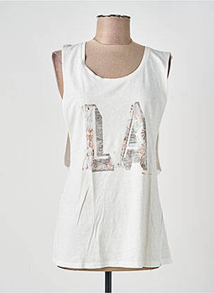 Débardeur col rond sans manche blanc MAISON SCOTCH femme