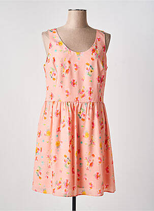 Robe mi-longue imprimé fantaisie sans manche rose I.CODE (By IKKS) femme