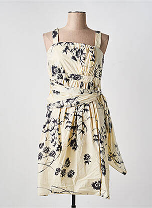 Robe mi-longue imprimé fantaisie sans manche beige ELIANE ET LENA femme