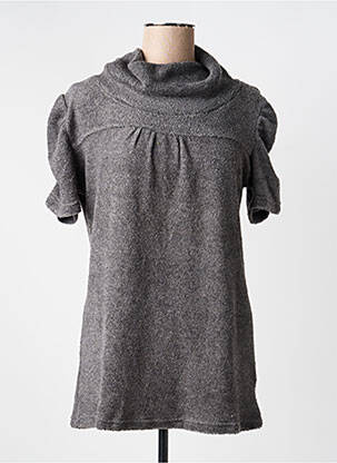Pull coupe droite manches courtes gris DDP femme