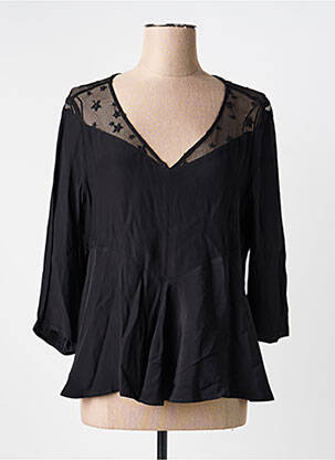 Top col v manches 3/4 noir I.CODE (By IKKS) femme