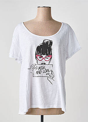 T-shirt sérigraphie floquée manches courtes blanc LCOUTURE femme